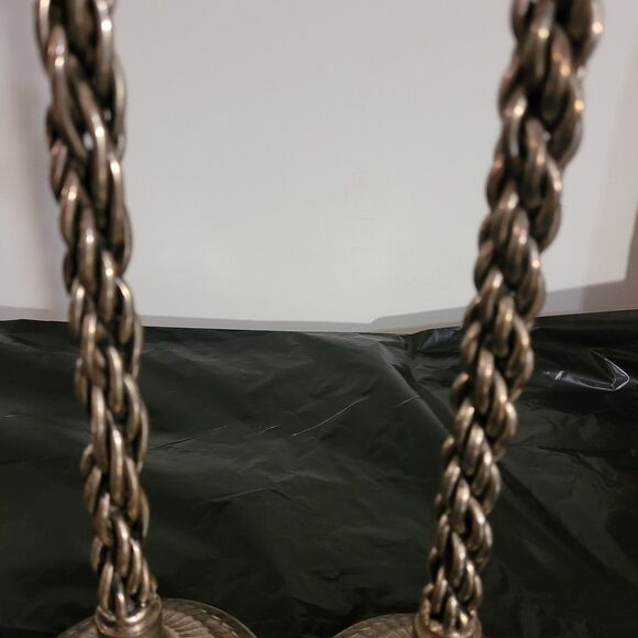 Pair Of Braidef Twisted Silver Color Candlestick Holders 14.5" Tall - Picture 3 of 9